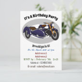 Invitation Illustration de moto pourpre Sidecar (Debout devant)