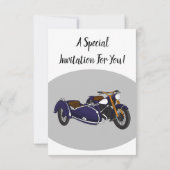 Invitation Illustration de moto pourpre Sidecar (Dos)