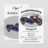 Invitation Illustration de moto pourpre Sidecar (Devant / Derrière)