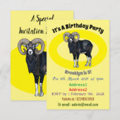 Invitation Illustration de mouflon, mouton (Devant / Derrière)