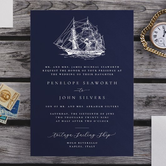 Invitation Illustration de navire nautique Mariage formel de