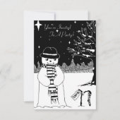 Invitation Illustration de noël de bonhomme blanc noir (Devant)