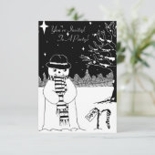 Invitation Illustration de noël de bonhomme blanc noir (Debout devant)