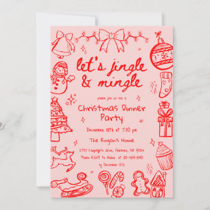 Invitation Illustration de Noël de fête avec doodle dessiné à