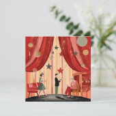 Invitation Illustration de Noël rétro avec des gens (Debout devant)