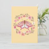 Invitation Illustration de papillon rose boho et de couronne (Debout devant)