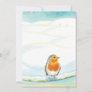 Invitation Illustration de paysage hivernal blanc avec rouge-
