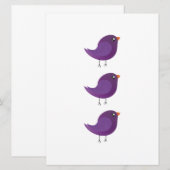 Invitation Illustration de petit oiseau violet mignon (Devant / Derrière)
