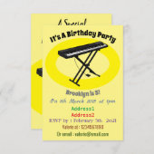 Invitation Illustration de piano clavier (Devant / Derrière)