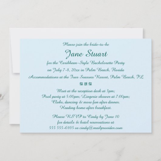 Invitation Illustration de plage (Dos)