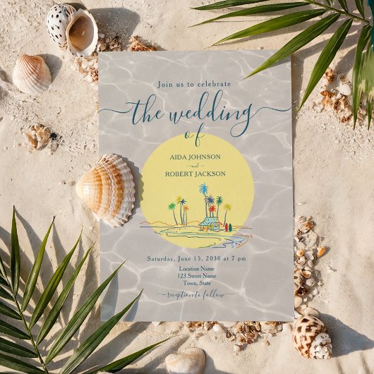 Invitation Illustration de plage Mariage d'été