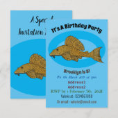 Invitation Illustration de poisson Pleco (Devant / Derrière)