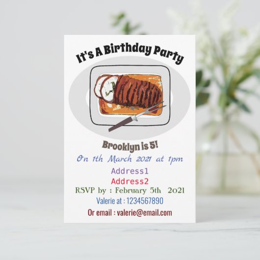 Invitation Illustration de poitrine de dinde rôtie (Debout devant)