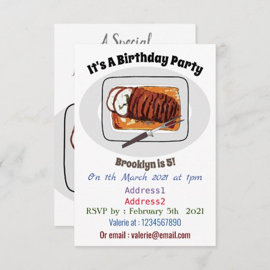 Invitation Illustration de poitrine de dinde rôtie (Devant / Derrière)