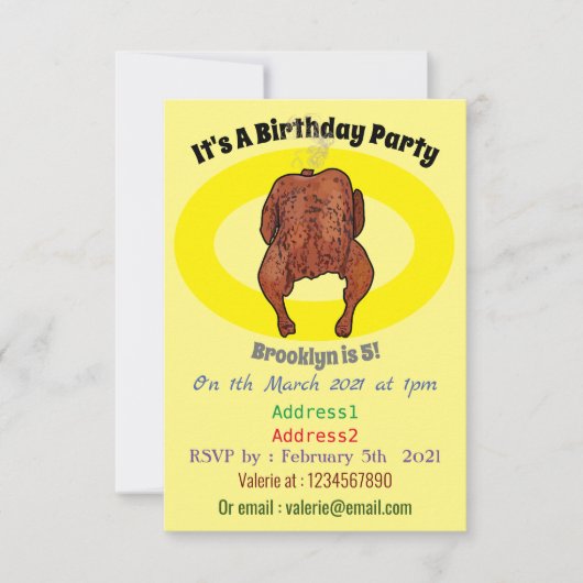 Invitation Illustration de poulet rôti (Devant)