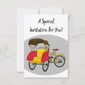 Invitation Illustration de pousse-pousse pédicab (Dos)