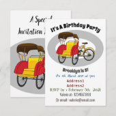 Invitation Illustration de pousse-pousse pédicab (Devant / Derrière)