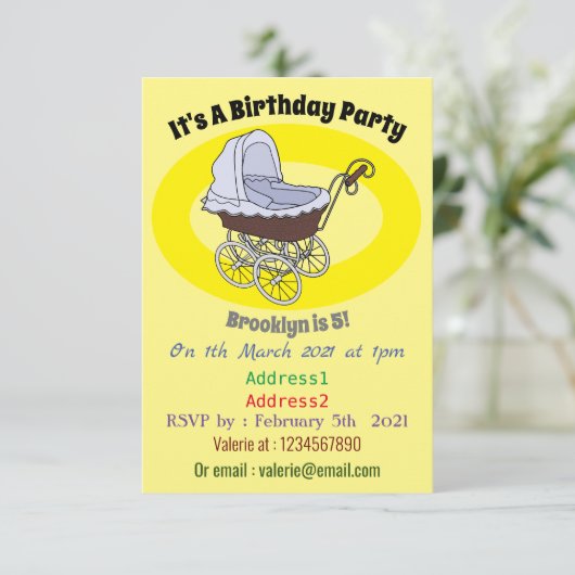 Invitation Illustration de poussette (Debout devant)