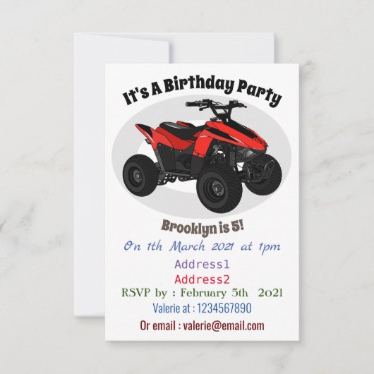 Invitation Illustration de Quad bike atv (Devant)