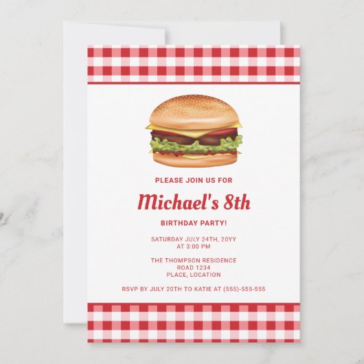Invitation Illustration de restauration rapide Hamburger pour (Devant)