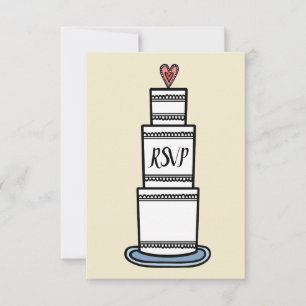 Invitation Illustration de RSVP de gâteau de mariage personna