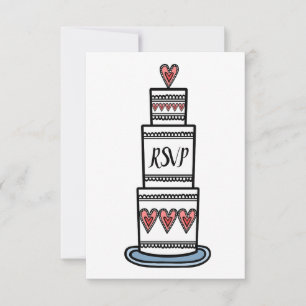 Invitation Illustration de RSVP de gâteau de mariage personna
