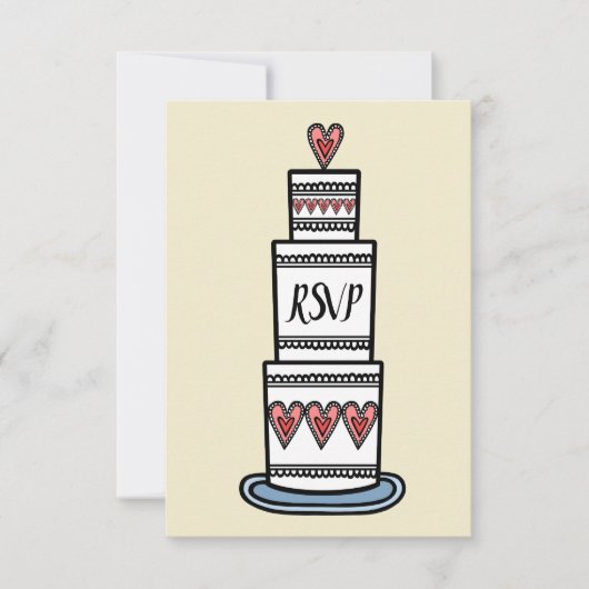 Invitation Illustration de RSVP de gâteau de mariage personna (Devant)