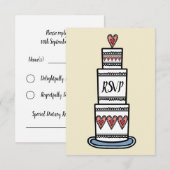 Invitation Illustration de RSVP de gâteau de mariage personna (Devant / Derrière)