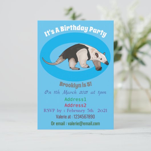 Invitation Illustration de Tamandua (Debout devant)