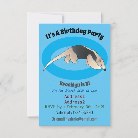 Invitation Illustration de Tamandua (Devant)