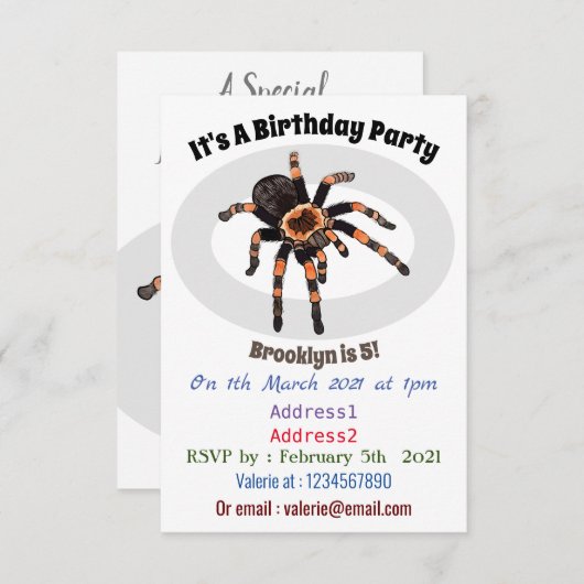 Invitation Illustration de Tarantula (Devant / Derrière)