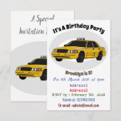 Invitation Illustration de taxi (Devant / Derrière)