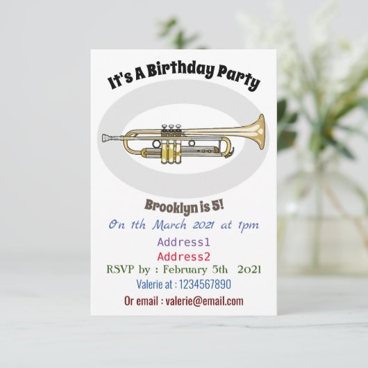 Invitation Illustration de trompette (Debout devant)