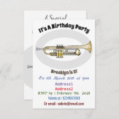 Invitation Illustration de trompette (Devant / Derrière)