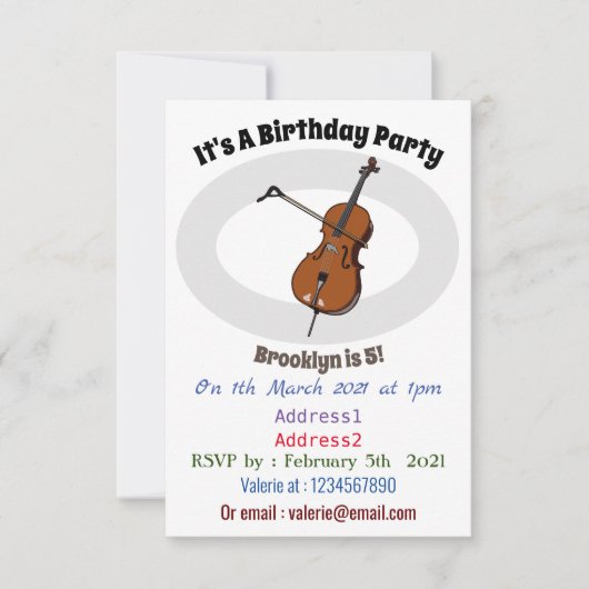 Invitation Illustration de violoncelle (Devant)