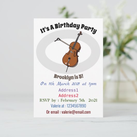 Invitation Illustration de violoncelle (Debout devant)