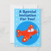 Invitation Illustration de vol d'avion rouge mou (Dos)