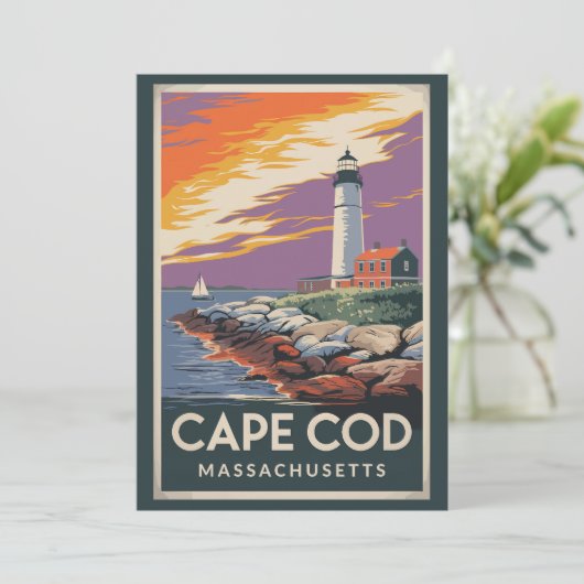 Invitation Illustration de voyage de Cape Cod Massachusetts A (Debout devant)
