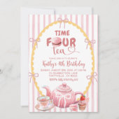 Invitation Illustration décalée Heure FOUR thé 4e anniversair (Devant)