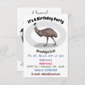 Invitation Illustration d'Emu bird (Devant / Derrière)