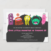 Invitation Illustration des monstres mignons 5e anniversaire (Devant)