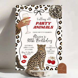 Invitation Illustration dessinée à la main Animal de fête sau