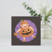 Invitation Illustration d'Halloween : Fille Citrouille (Debout devant)