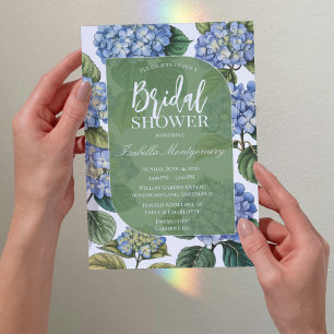 Invitation Illustration d'hortensia bleu pour Baby Shower de