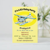 Invitation Illustration d'hydravion bleu blanc (Debout devant)
