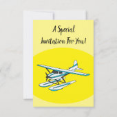 Invitation Illustration d'hydravion bleu blanc (Dos)