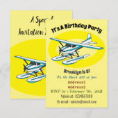 Invitation Illustration d'hydravion bleu blanc (Devant / Derrière)