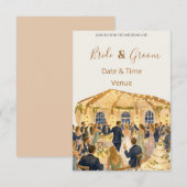 Invitation Illustration d'invitation de réception de mariage (Devant / Derrière)