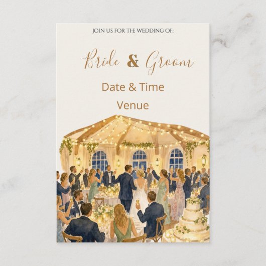 Invitation Illustration d'invitation de réception de mariage (Devant)