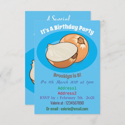 Invitation Illustration d'oignon (Devant / Derrière)